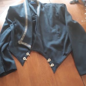 Black and gold jacket with shoulder pads